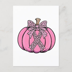 Invitation Carte Postale Pink Ribbon Citrouille Face Halloween Cancer du se