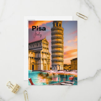 Invitation Carte Postale Pisa Italy Travel Postcard, Pisa Travel Art Postca