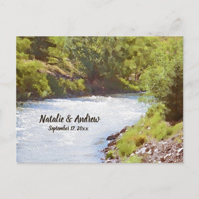 Invitation Carte Postale Pittoresque Nature Lake River Vue Mariage RSVP (Devant)