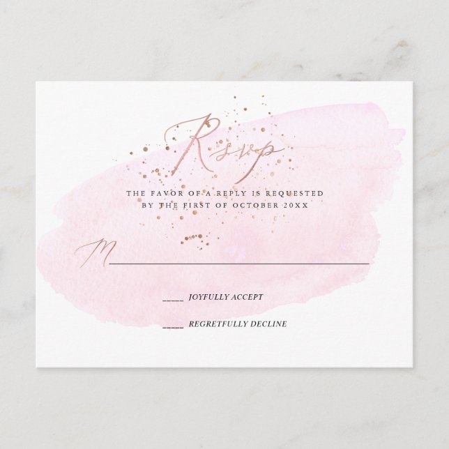 Invitation Carte Postale PixDezines Calligraphie Aquarelle rose RSVP (Devant)