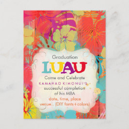 Invitation Carte Postale PixDezines hibiscus/graduation/luau/DIYevent