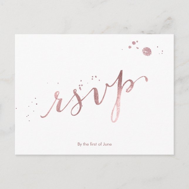 Invitation Carte Postale PixDezines RSVP/FAUX ROSE GOLD FOIL/POLICE DE CARA (Devant)