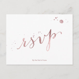 Invitation Carte Postale PixDezines RSVP/FAUX ROSE GOLD FOIL/SCRIPT POLIT