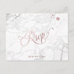 Invitation Carte Postale PixDezines RSVP/FAUX ROSE OR/MARBLE