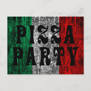 Invitation Carte Postale pizza party (drapeau italien)