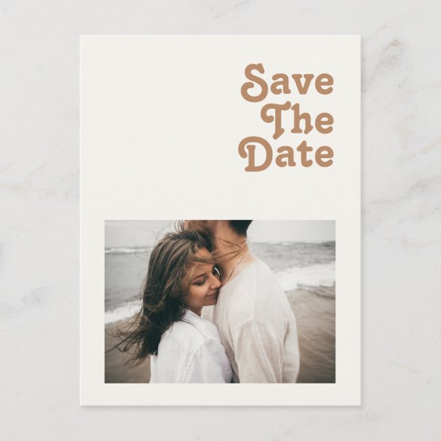 Invitation Carte Postale Plage Retro | Photo Ivoirienne Enregistrer La Date (Devant)