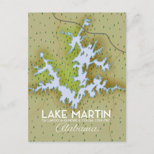 Invitation Carte Postale Plan de l'affiche de voyage du lac Martin Alabama.