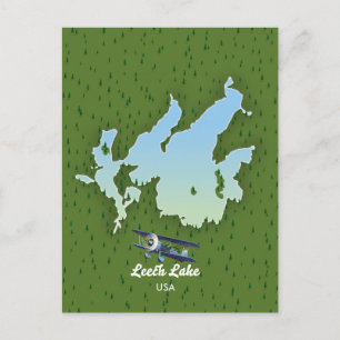 Invitation Carte Postale Plan de voyage du lac Leech