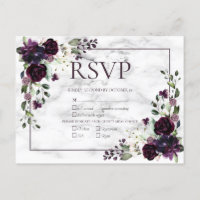 Plum Purple Marble cas Wedding RSVP invitati