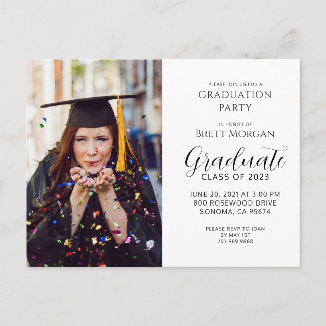 Invitation Carte Postale Pochette de graduation photo moderne (Devant)