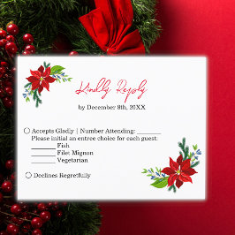 Invitation Carte Postale Poinsettia Bouquet, RSVP