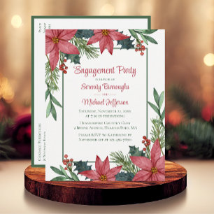 Invitation Carte Postale Poinsettia Red Floral Noël
