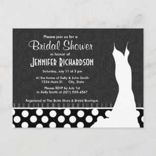 Invitation Carte Postale Pois noir et blanc