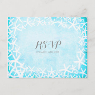 Invitation Carte Postale Poisson-étoile peint Aqua Blue Party personnalisé 
