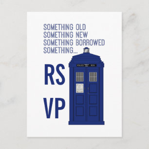Invitation Carte Postale Police Box RSVP Postcard v1