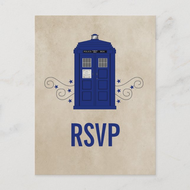 Invitation Carte Postale Police Box RSVP Postcard v6 (Devant)