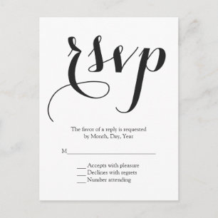 Invitation Carte Postale Police RSVP de manuscrit