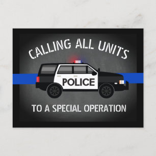 Invitation Carte Postale Police SUV mince Ligne bleue spéciale Op Anniversa