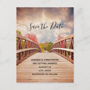 Invitation Carte Postale Pont rustique en bois dans le pays Enregistrer la 