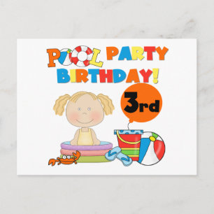 Invitation Carte Postale Pool Party 3e anniversaire T-shirts et cadeaux