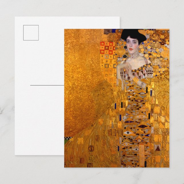 Invitation Carte Postale Portrait d'Adele Bloch-Bauer I par Klimt (Devant / Derrière)