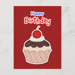 Invitation Carte Postale Postcard - Cupcake - Happy Birthday