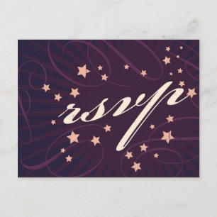 Invitation Carte Postale Poster rustique : Eggplant Mariage violet RSVP