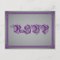Poster violet et gris RSVP avec choix de boisson