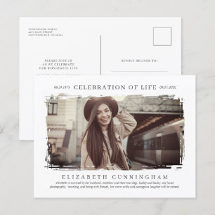 Invitation Carte Postale Pour sa célébration de la vie Photo simple moderne