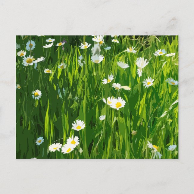 Invitation Carte Postale pré fleuri (Devant)