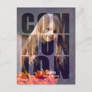 Invitation Carte Postale Première communion Bold Photo Overlay Typografy