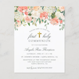 Invitation Carte Postale Première sainte communion de la fille florale d'aq