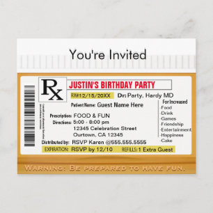 Invitation Carte Postale Prescription de l'invitation RX pour l'amusement