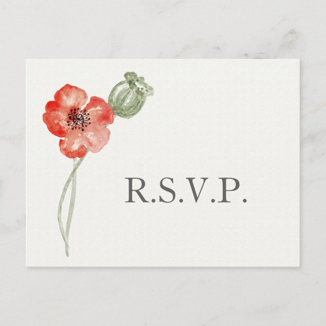 Invitation Carte Postale Pretty Red Poppies moderne mariage floral rsvp (Devant)