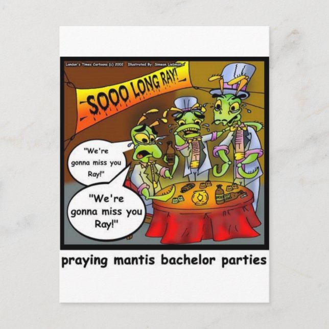 Invitation Carte Postale Priez Mantis Batchelor Party Drôle Drôle Cadeaux & (Devant)