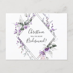 Invitation Carte Postale Proposition de domestique personnalisée Floral Vio