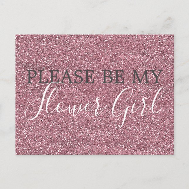 Invitation Carte Postale Proposition de Fleur Parties scintillant rose Faux (Devant)