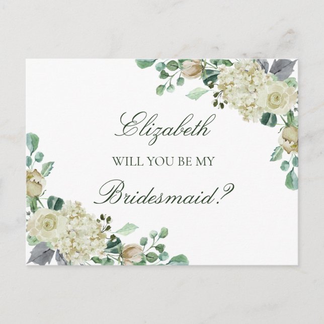 Invitation Carte Postale Proposition d'une demoiselle d'honneur Rose (Devant)