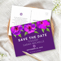 Purple Enregistrer la date Bat mitzvah aquarelle f