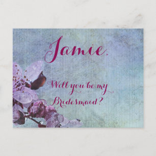 Invitation Carte Postale Purple Floral et bleu