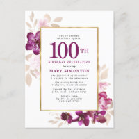 Purple Rose or Floral 100e anniversaire