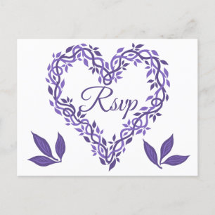 Invitation Carte Postale Purple Woodsy Mariage Ultra Violet RSVP Coeur