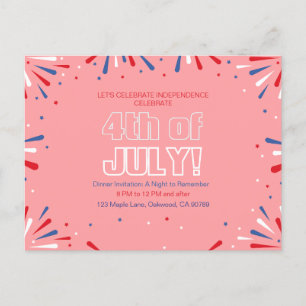 Invitation Carte Postale Que la liberté brille, Étincelant 4 juillet