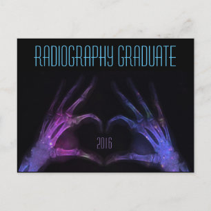 Invitation Carte Postale "Radiographie Graduate" coeur violet xray