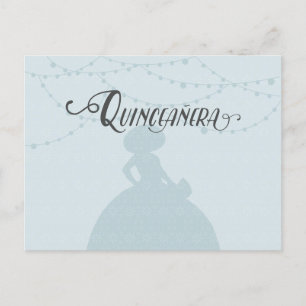 Invitation Carte Postale Rainy Blue & Steel Charro Silhouette Quinceanera