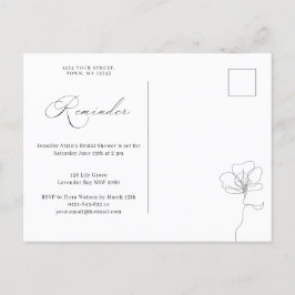 Invitation Carte Postale Rappel de fleurs dessiné à la main RSVP Invita