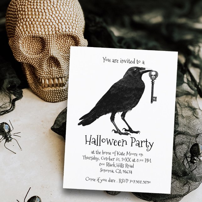 Invitation Carte Postale Raven Halloween (Créateur téléchargé)