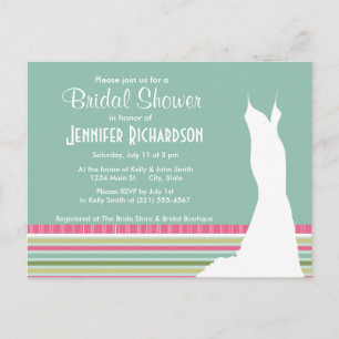 Invitation Carte Postale Rayures vertes et roses en bon état mignonnes