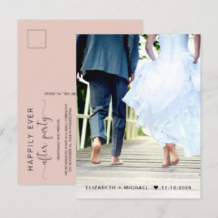 Invitation Carte Postale Réception de blush photo pour vivre heureux pour t