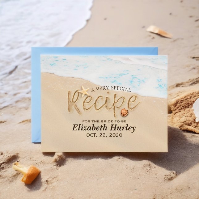 Invitation Carte Postale Recette de Baby Shower Été Plage Sablonneuse Étoil (Créateur téléchargé)